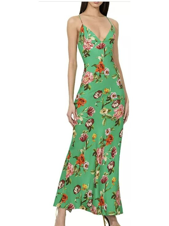 Alice + Olivia Dresses & Skirts - Alice + Olivia Green Floral Maxi Cross Back Long Dress Size 12 New